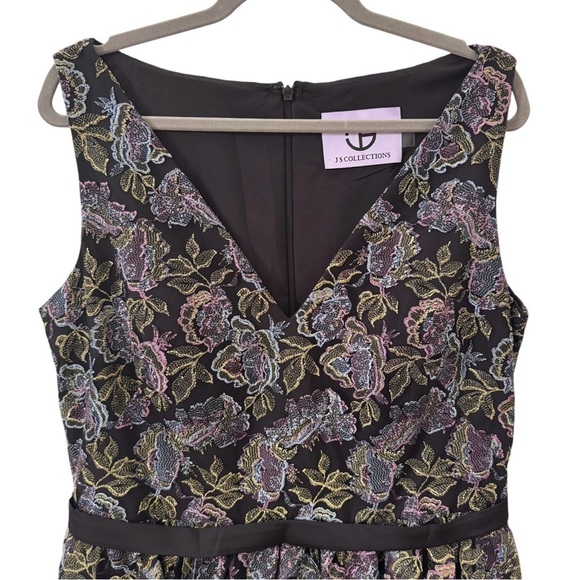 JS Collections Metallic Floral Lace Fit and Flare Midi Dress Size 14 - Picture 5 of 13